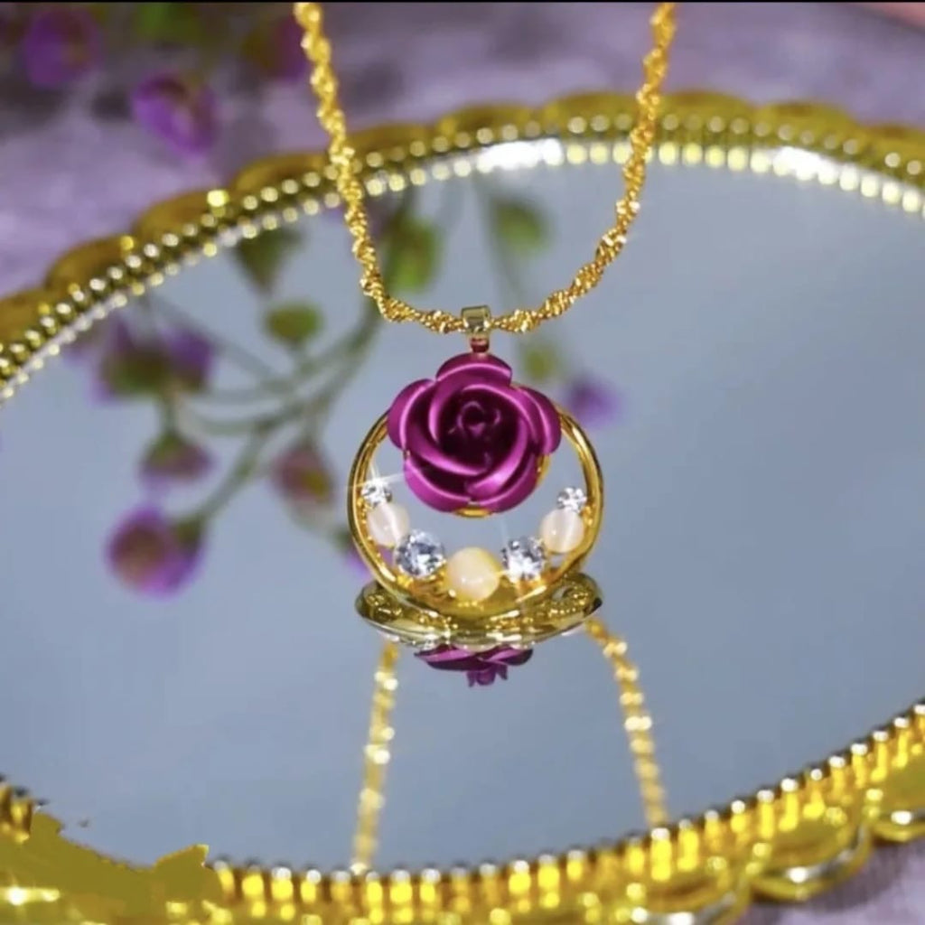 Purple flowers Necklace(24k Gold plated)