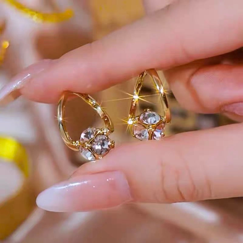 White zircone Earrings(24K GOLD PLATED)