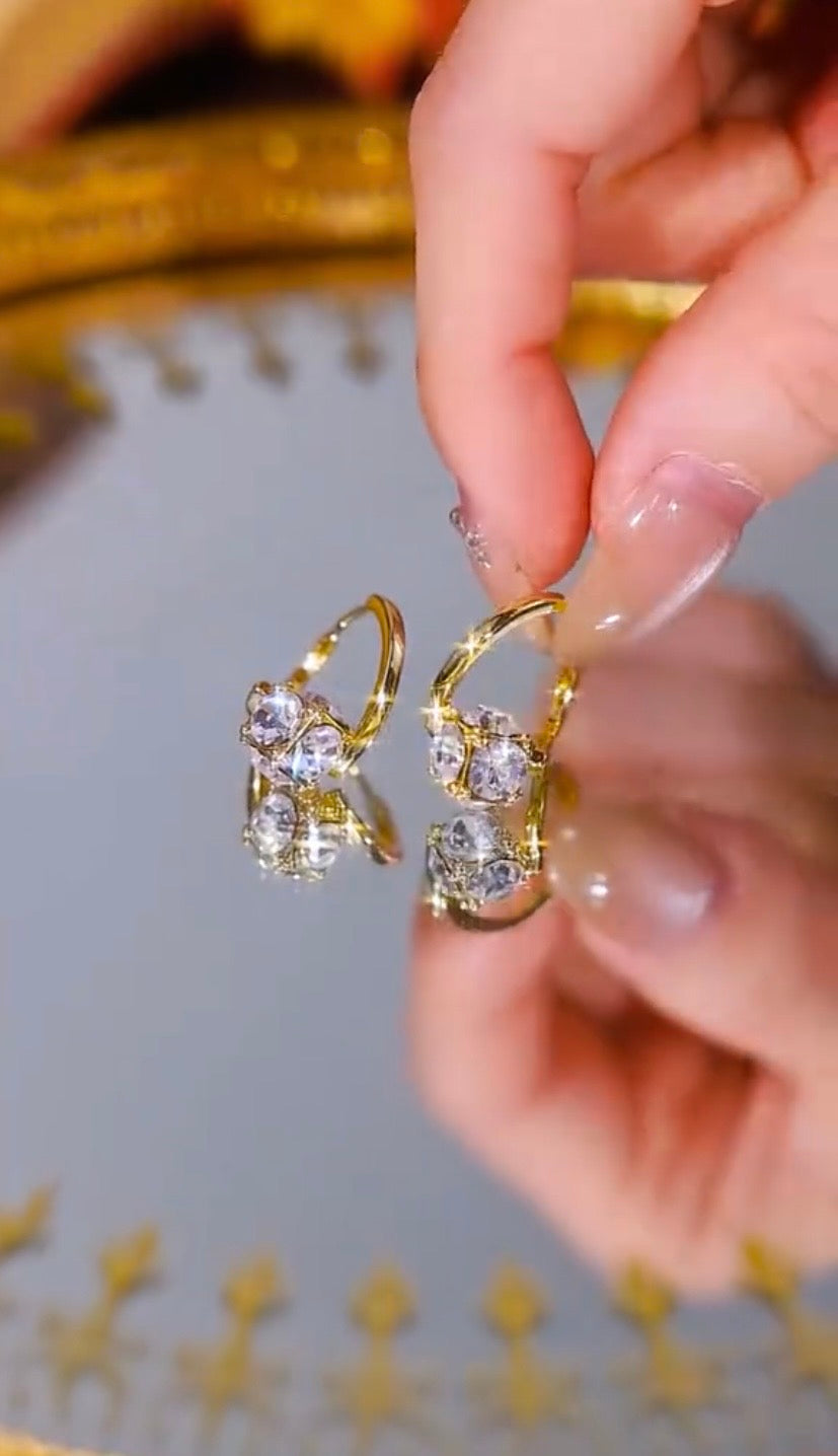 White zircone Earrings(24K GOLD PLATED)
