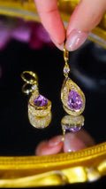 Purple zircon Earrings(24k gold plated)