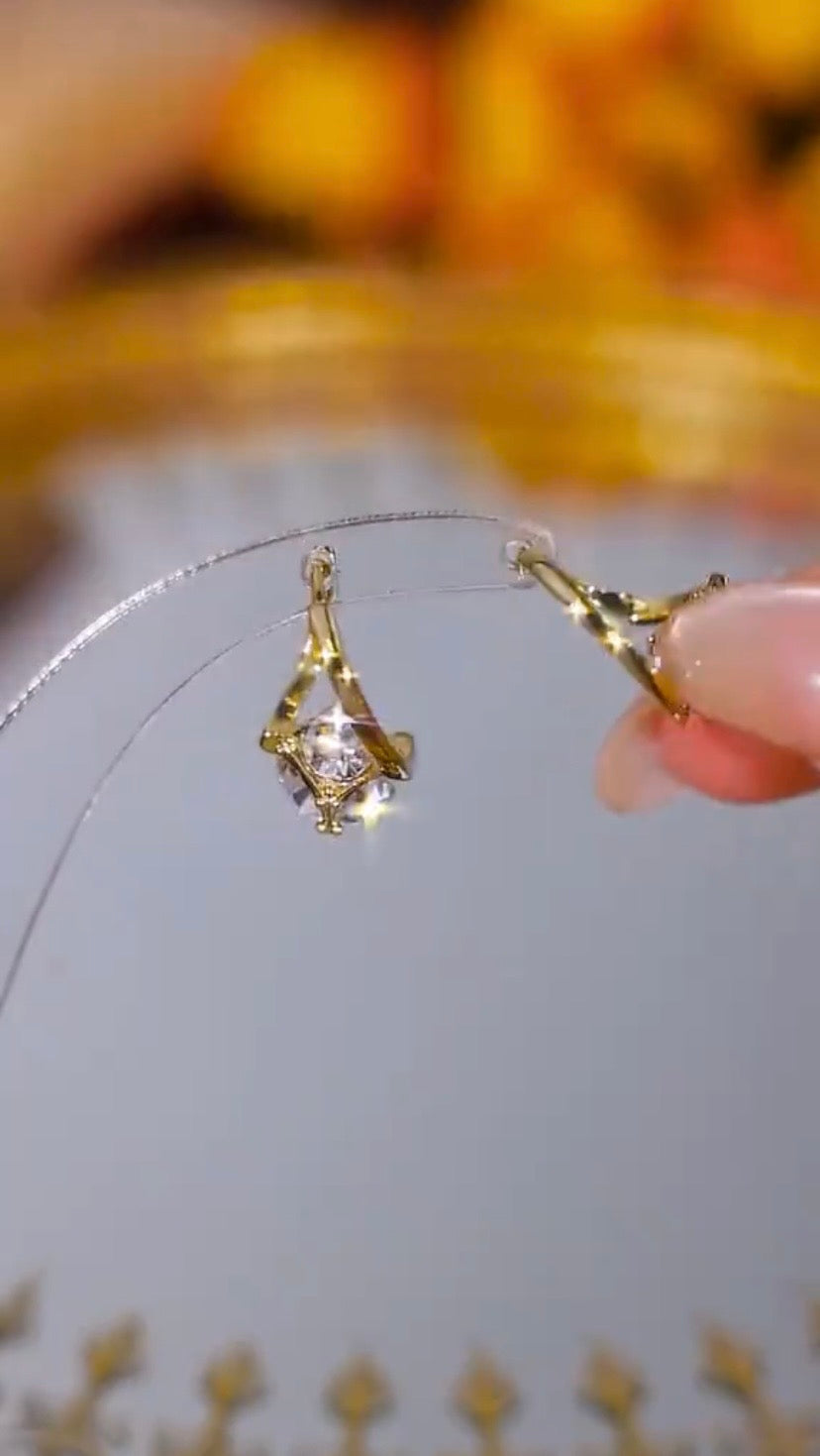 White zircone Earrings(24K GOLD PLATED)