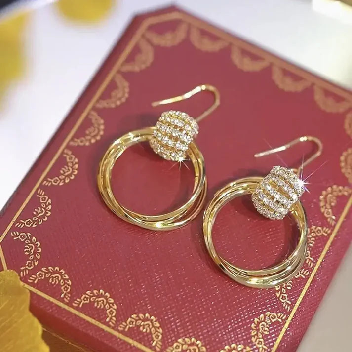 Crysral layer Earrings (24k gold plated)