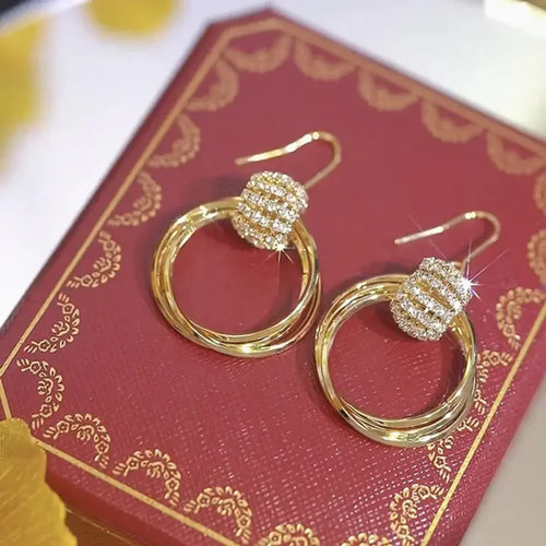 Crysral layer Earrings (24k gold plated)