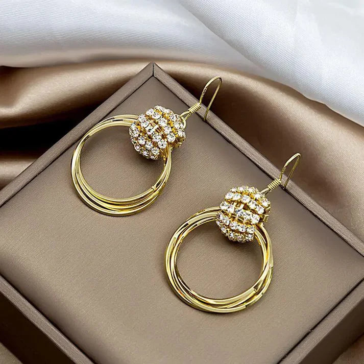 Crysral layer Earrings (24k gold plated)