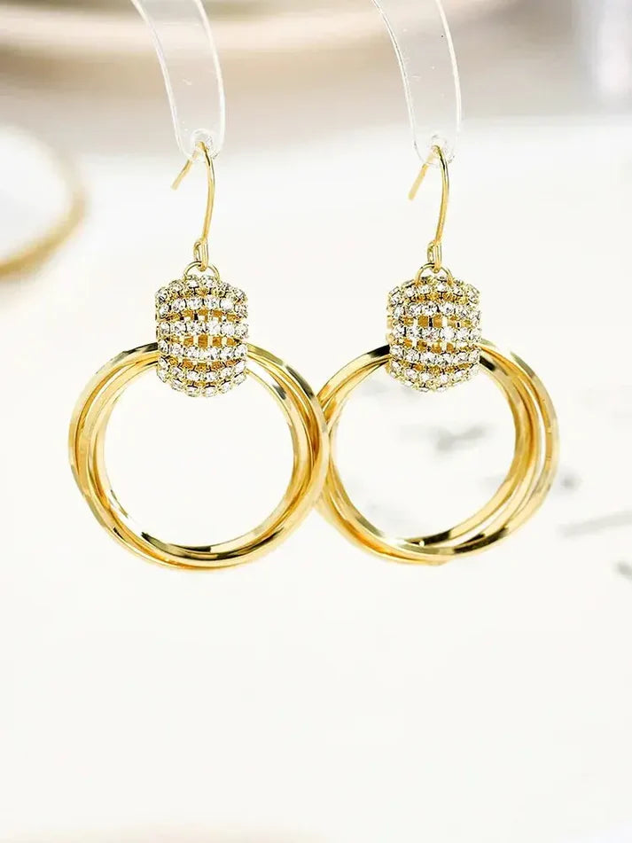 Crysral layer Earrings (24k gold plated)