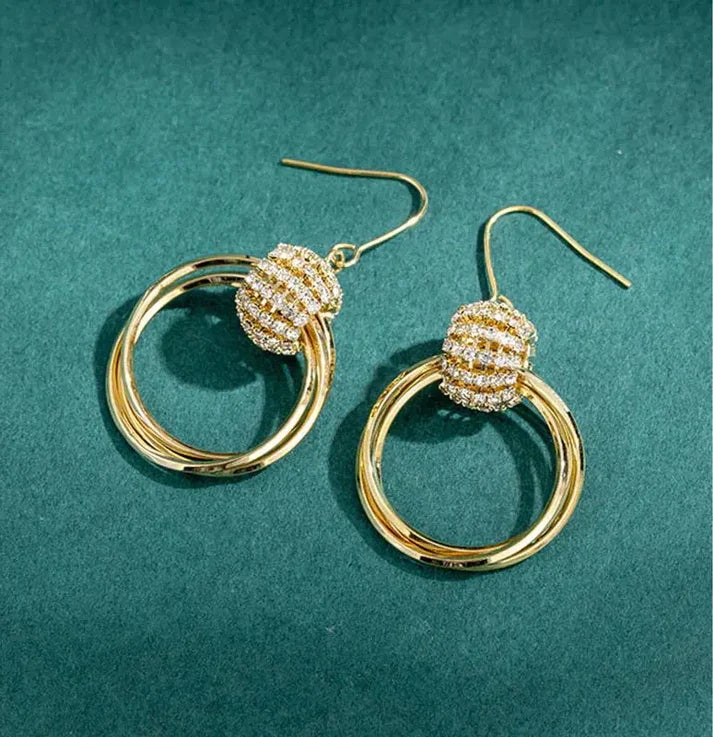 Crysral layer Earrings (24k gold plated)