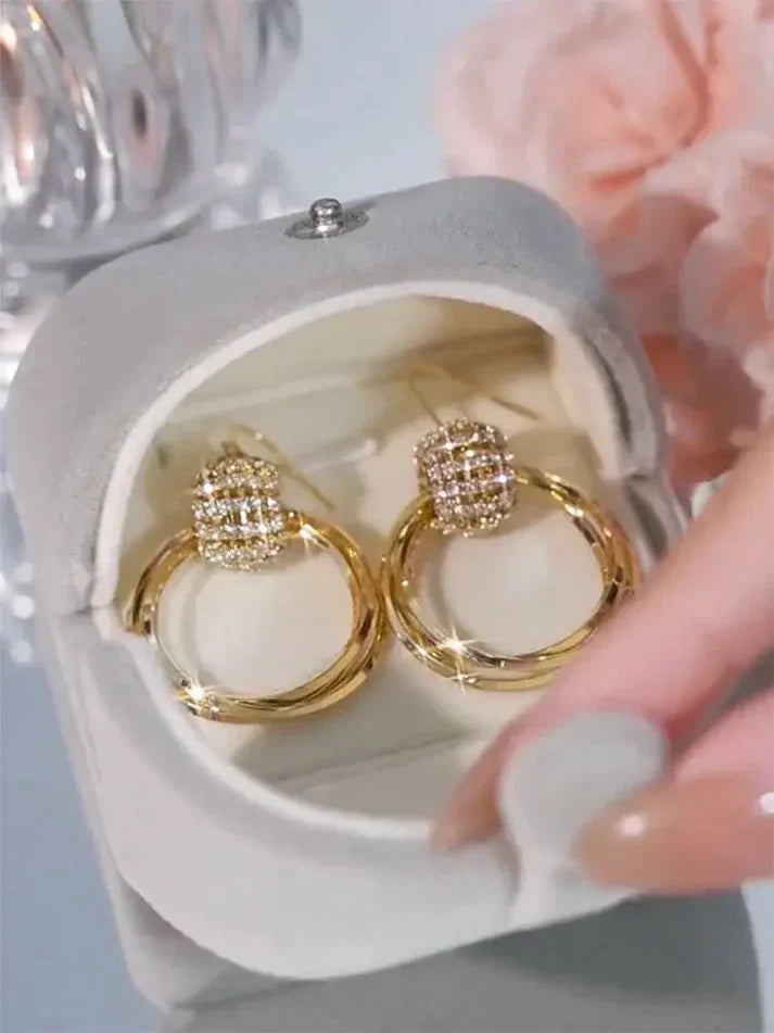 Crysral layer Earrings (24k gold plated)