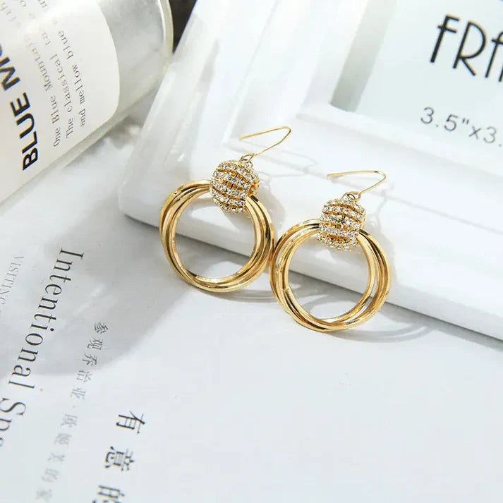 Crysral layer Earrings (24k gold plated)