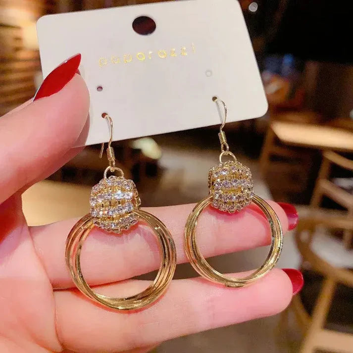 Crysral layer Earrings (24k gold plated)