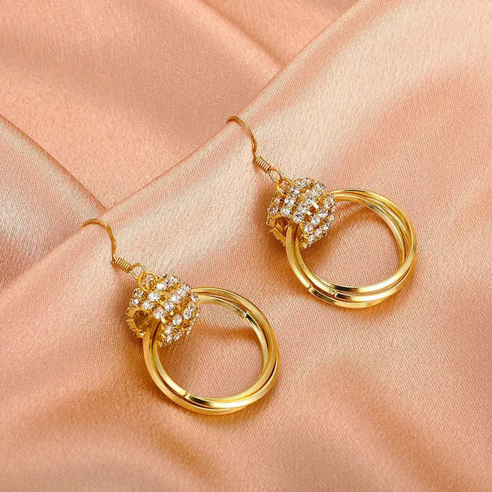 Crysral layer Earrings (24k gold plated)