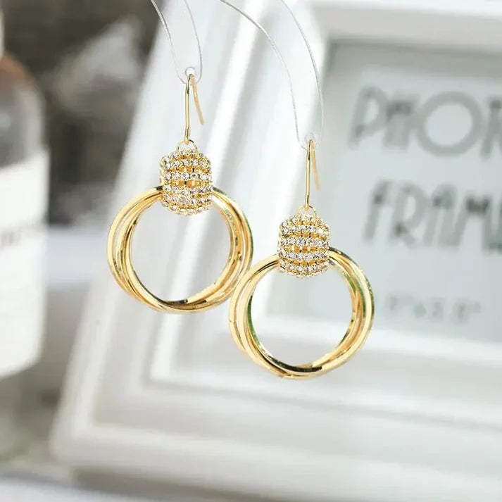 Crysral layer Earrings (24k gold plated)